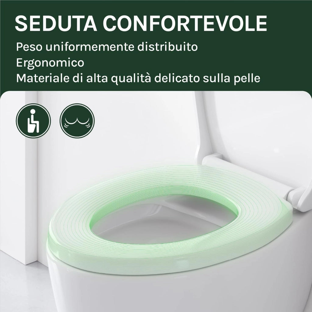 Copriwater Sedile WC Universale Coperchio con Chiusura Ammortizzata Soft Close Toilet Seat Bagno in Plastica Bianco a Forma di O