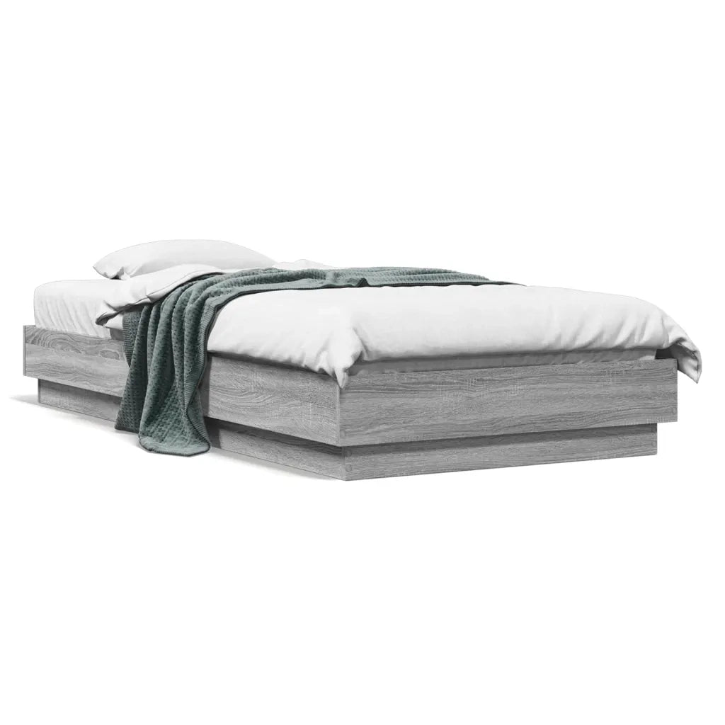Giroletto con LED-Struttura Letto Grigio Sonoma 75x190 cm