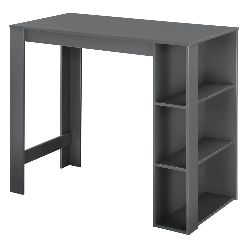 Tavolo Alto da Bar Danderyd Bancone a 3 Ripiani Laterali 120 x 60 x 106 cm - Grigio Scuro [en.casa]
