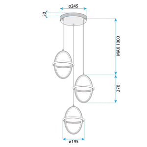 Lampada A Sospensione Led G064-3cpr Gold