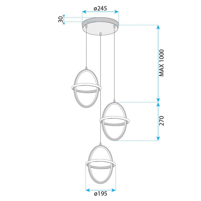 Lampada A Sospensione Led G064-3cpr Gold