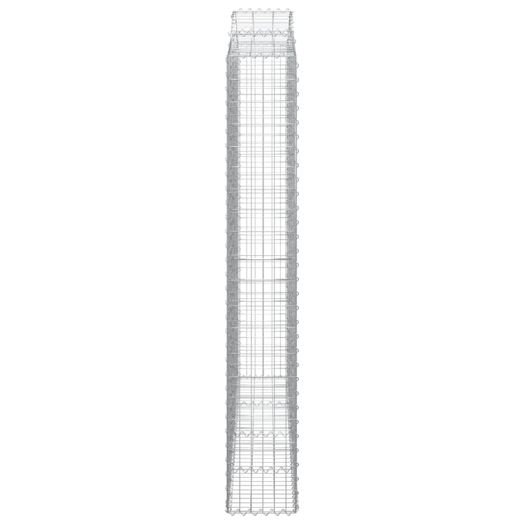 Gabbione cesto gabbia recinzione muro di contenimento ad arco 200 x 30 x 200/220 cm ferro zincato Argento 02_0040004