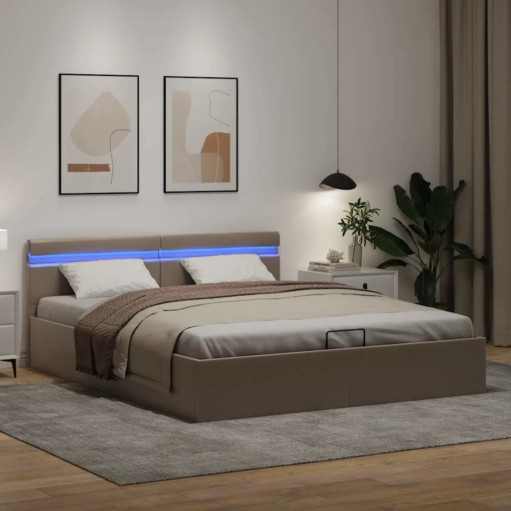 Giroletto Idraulico con LED Cappuccino Similpelle 180x200cm 285563