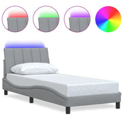 Letto singolo | Letto per adulti | Giroletto senza Materasso Hanko Grigio Chiaro 90x190 cm Tessuto