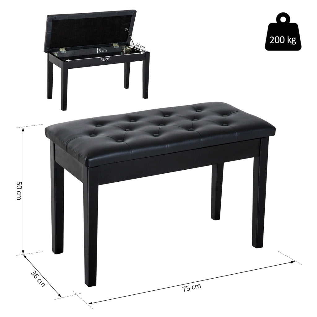 Sgabello con cassetto imbottito ¨C zephmum ¨C nero in tessuto similpelle