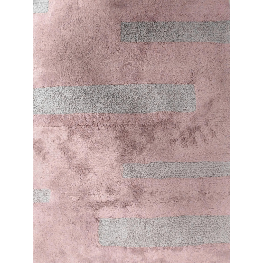 TAPPETO LINEE 50X80CM ROSA IN COTONE CON ANTISCIVO
