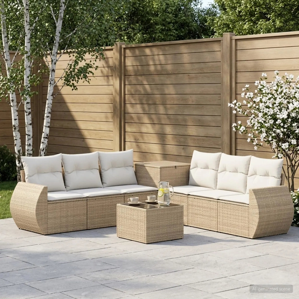 Set di divani 8 pz Beige e Bianco Crema 3448446