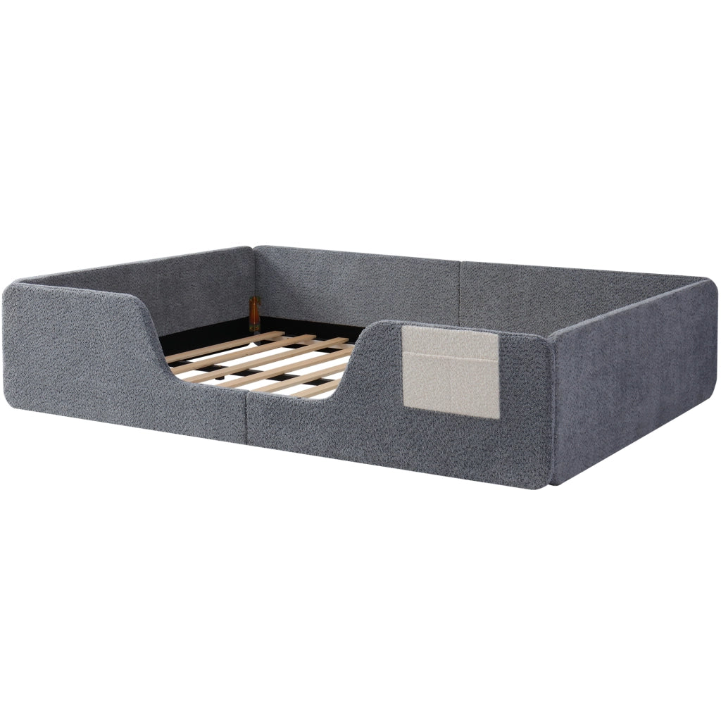 Letto Imbottito in Velluto ¨C MINIMAL ¨C Grigio 140x190 senza Materasso