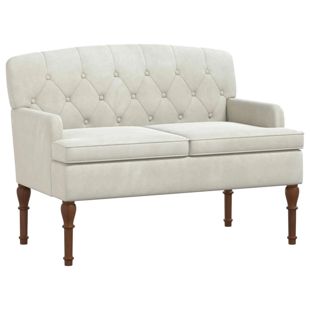 Loveseat con bottoni imbottiti Crema 111 x 65 x 79 cm Velluto 42041851