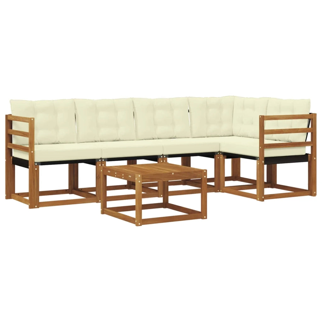 Set di divani da esterno con cuscino 6 pcs Naturale e Crema