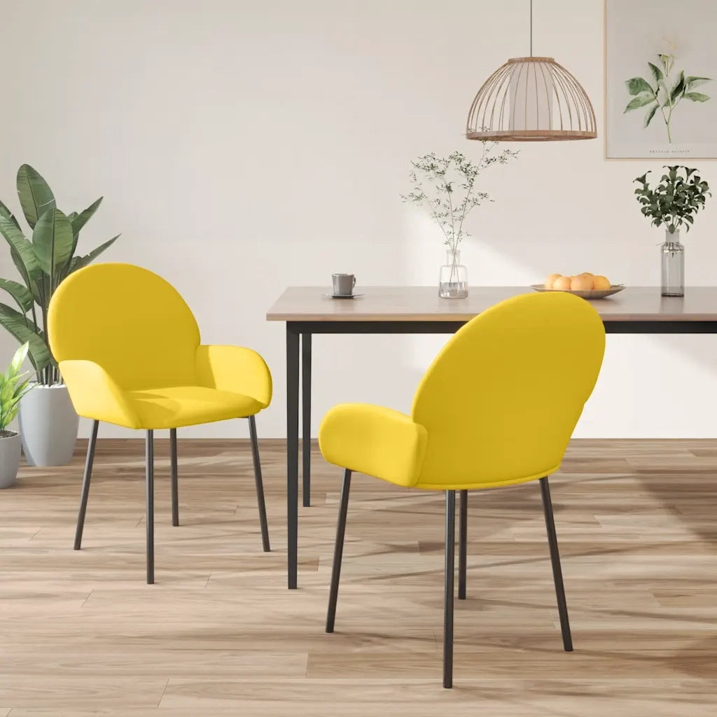 Sedie da Pranzo 2 pz Gialle in Velluto cod mxl 7811