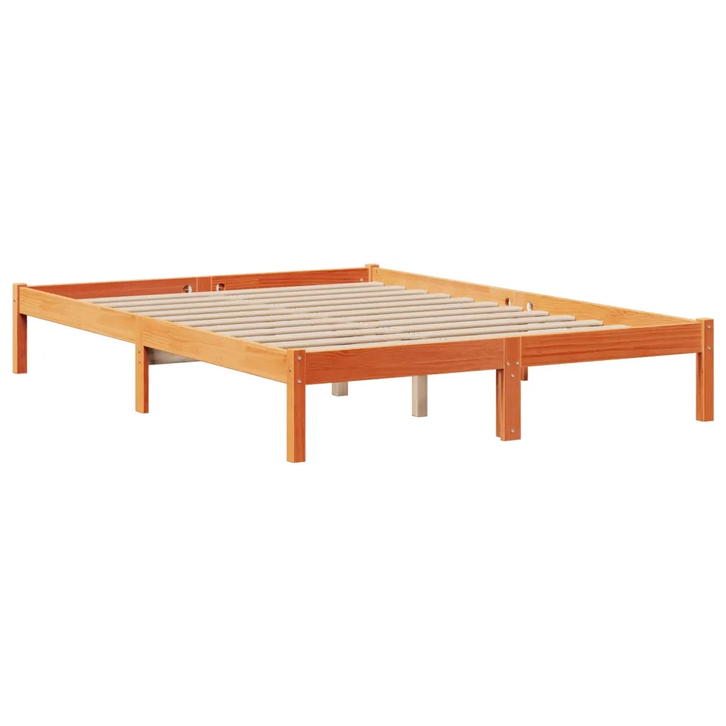 Letto Libreria senza Materasso Marrone Cera 140x200 cm in Pino