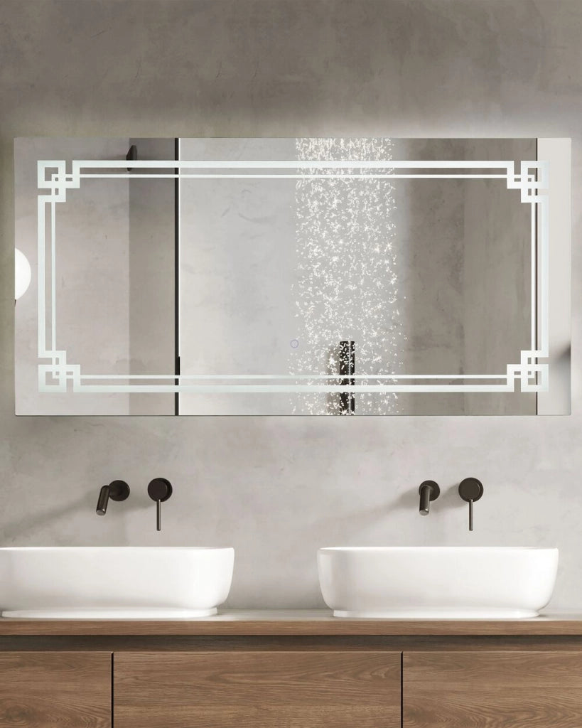Specchio da muro rettangolare con LED 120 x 60 cm stile moderno contemporaneo bagno illuminazione