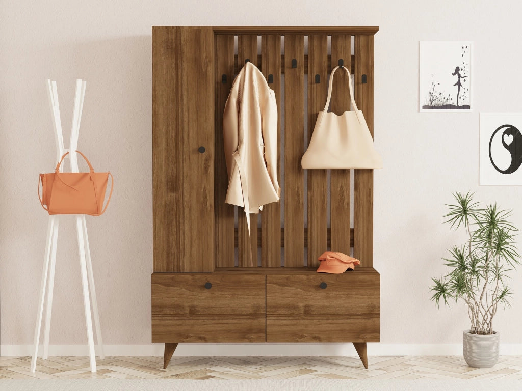 Mobile da ingresso in legno "Lala" - 35 x 112 x 170 cm - Noce