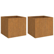 Fioriera rialzata per piante fiori giardino terrazze set da 2 42 x 40 x 39 cm acciaio corten marrone 02_0038977
