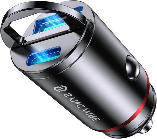 Caricatore USB C e Socket USB 12V [PD30W & QC3.0 30W] Tutti in Metallo Velocissimo per iPhone 16 Pro Max 15 14 13 12 Samsung