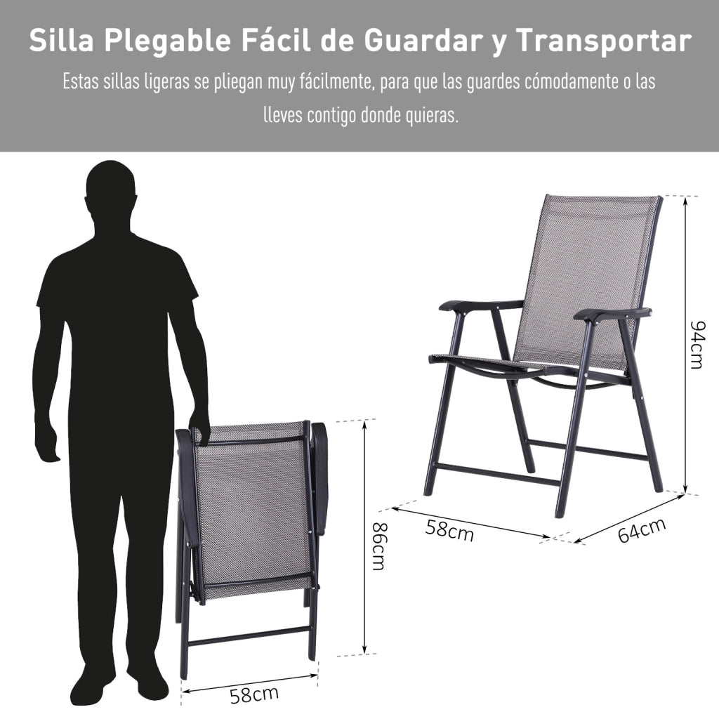 Sedia Pieghevole da Giardino ¨C zephmum ¨C Grigio 58x64x94 cm