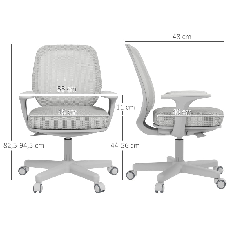 Sedia da ufficio ergonomica girevole e regolabile in altezza con schienale in rete e ruote bloccabili in poliestere grigio