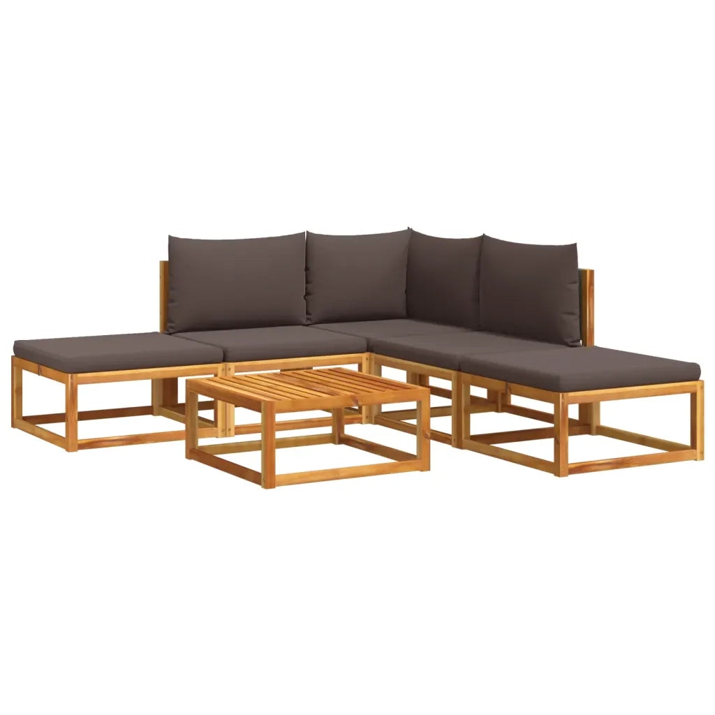 Set di divani da giardino 6 pezzi con cuscini in legno di acacia e rattan