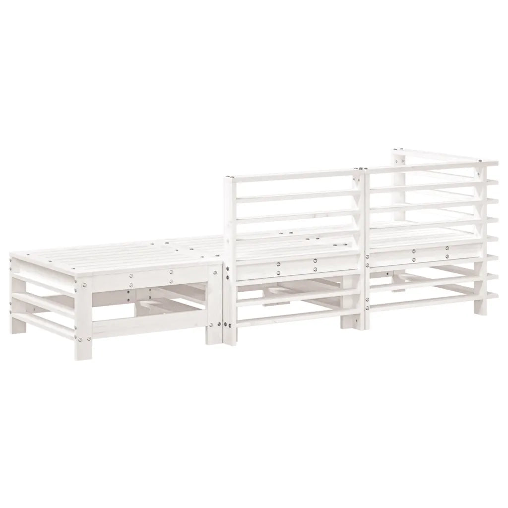 Salotto da Giardino-Set Salotto da Giardino 3 pz Bianco in Legno Massello di Pino 875955