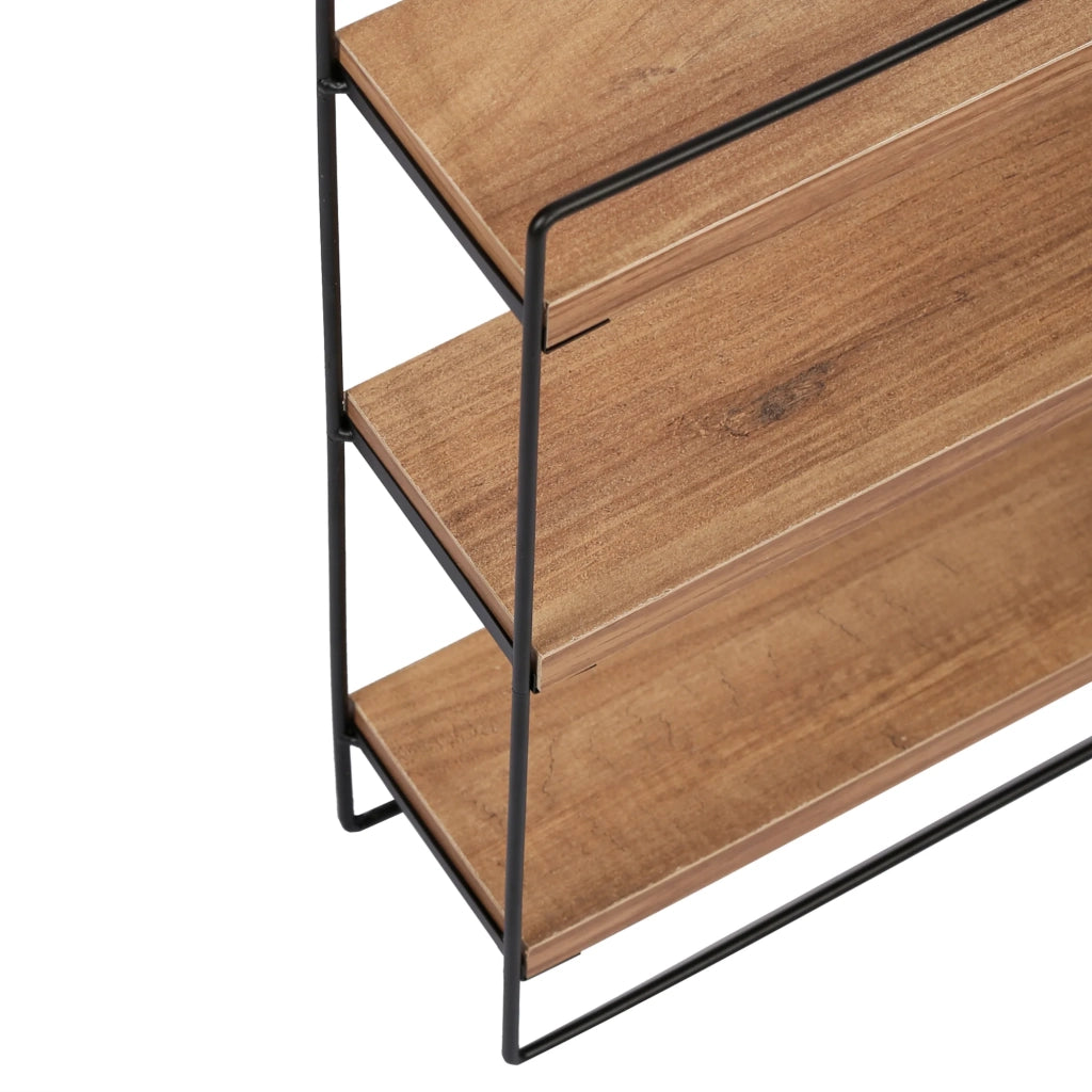 Mensola da parete Skovbo a 3 ripiani 43 x 37,5 x 11 cm effetto legno nero 03_0007049