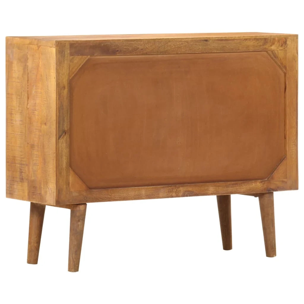 Buffet credenza cassettiera armadio mobile contenitore organizer per cucina soggiorno salotto con motivo stampato 90 x 30 x 70 cm legno massello di mango marrone 02_0030087