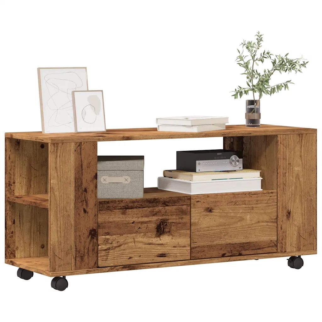 Mobile Porta TV con Ruote Legno Antico 102x34,5x43cm Truciolato 855990
