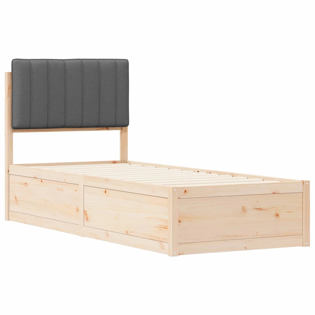 Letto con Testiera Rivestita Grigio scuro 80 x 200 cm