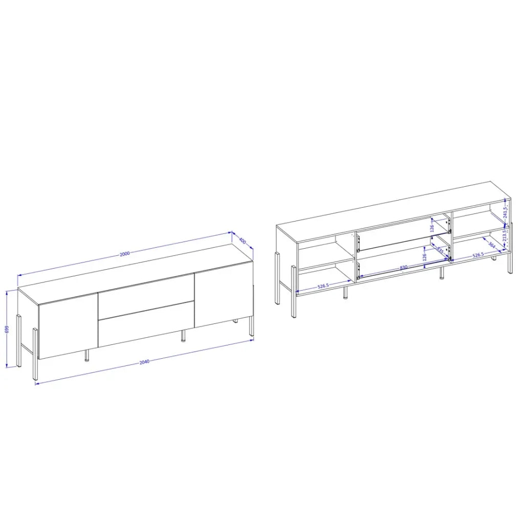Pack salotto SALMA – buffet 2 ante & 3 cassetti e mobile TV 2 ante & 2 cassetti beige & nero opaco