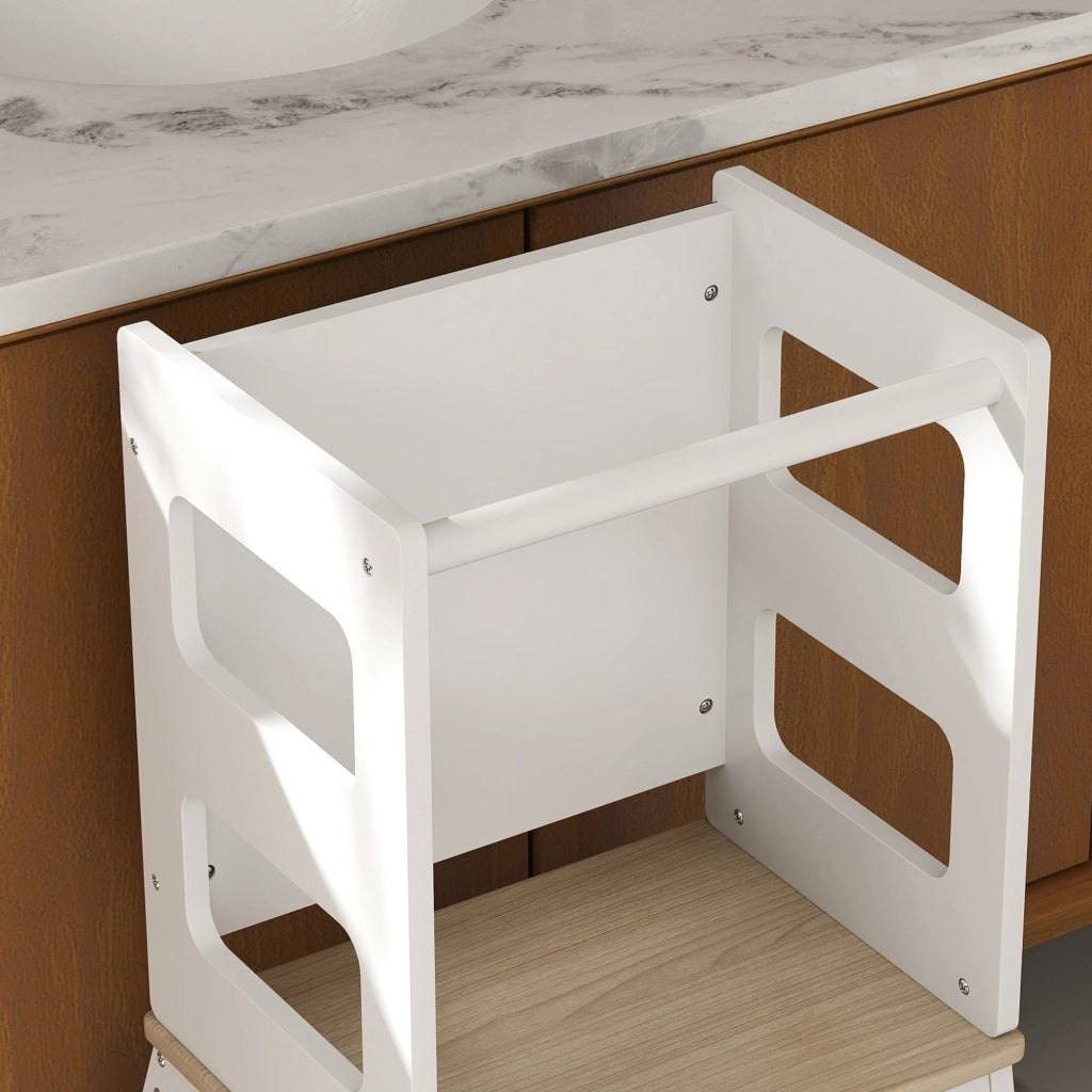 Torre Montessoriana Scala con Ringhiera e Lavagna 55x52,5x87,5 cm Bianco e color Legno