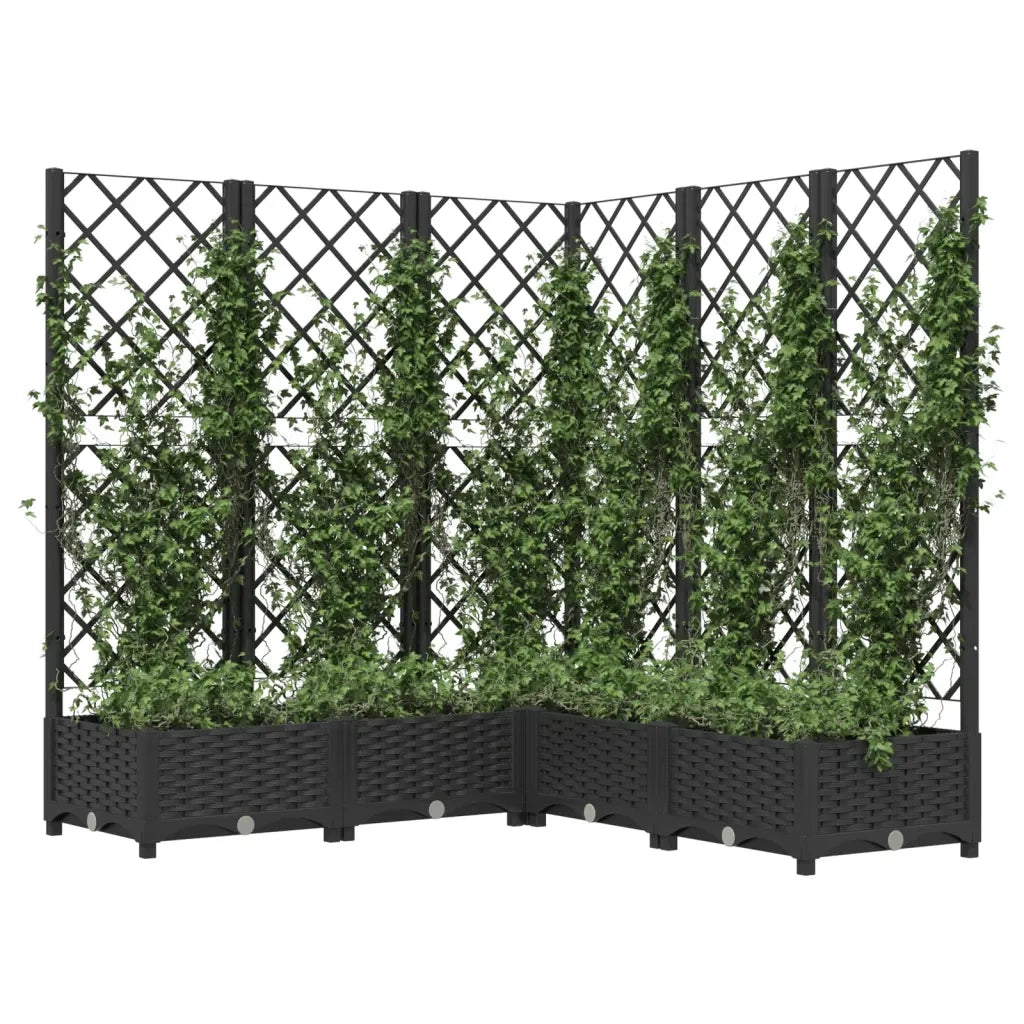 Fioriera | Cassetta per fiori | Vaso da Giardino con Graticcio Nero 120x120x121,5 cm in PP