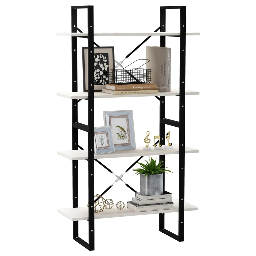 Libreria a 4 Ripiani Bianca 80x30x140 cm in Massello di Pino 806463