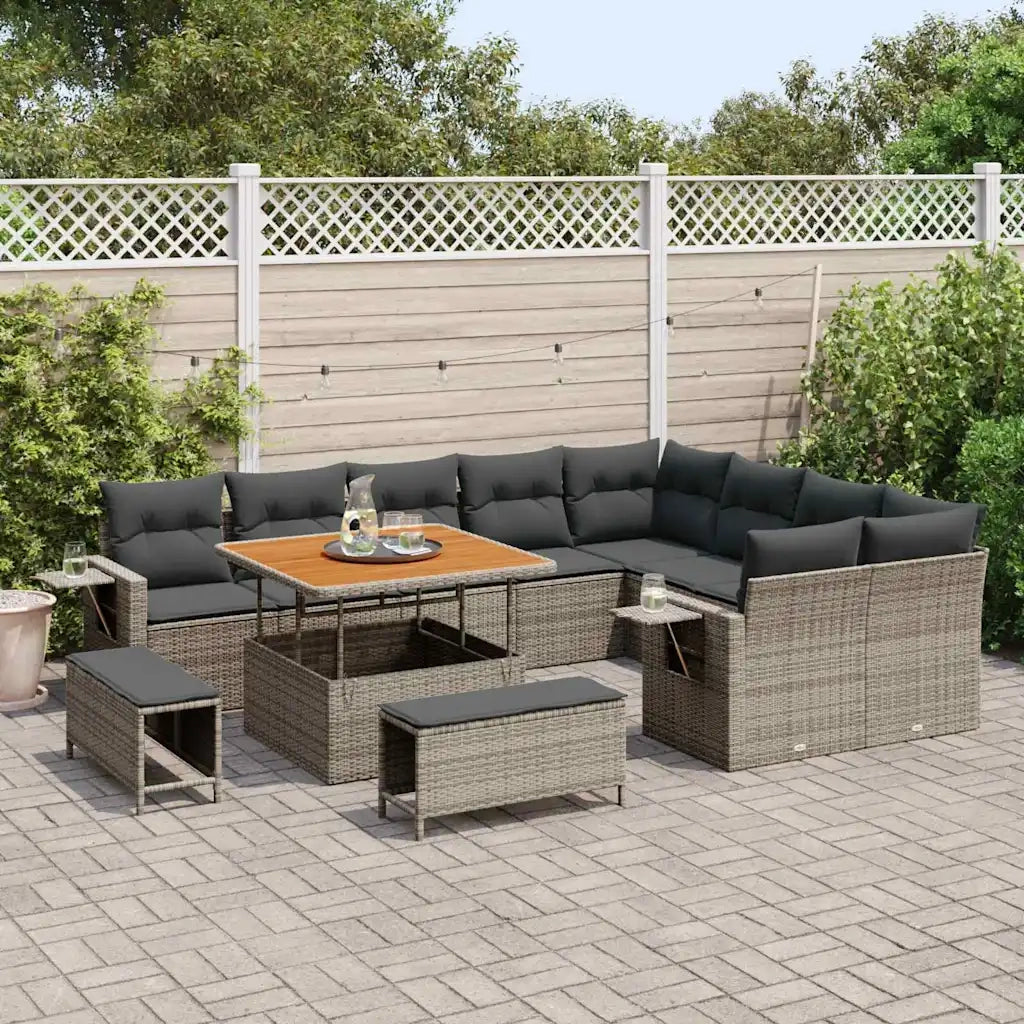 Set Divano da Giardino con cuscino 12 pcs Grigio polyrattan 3363728