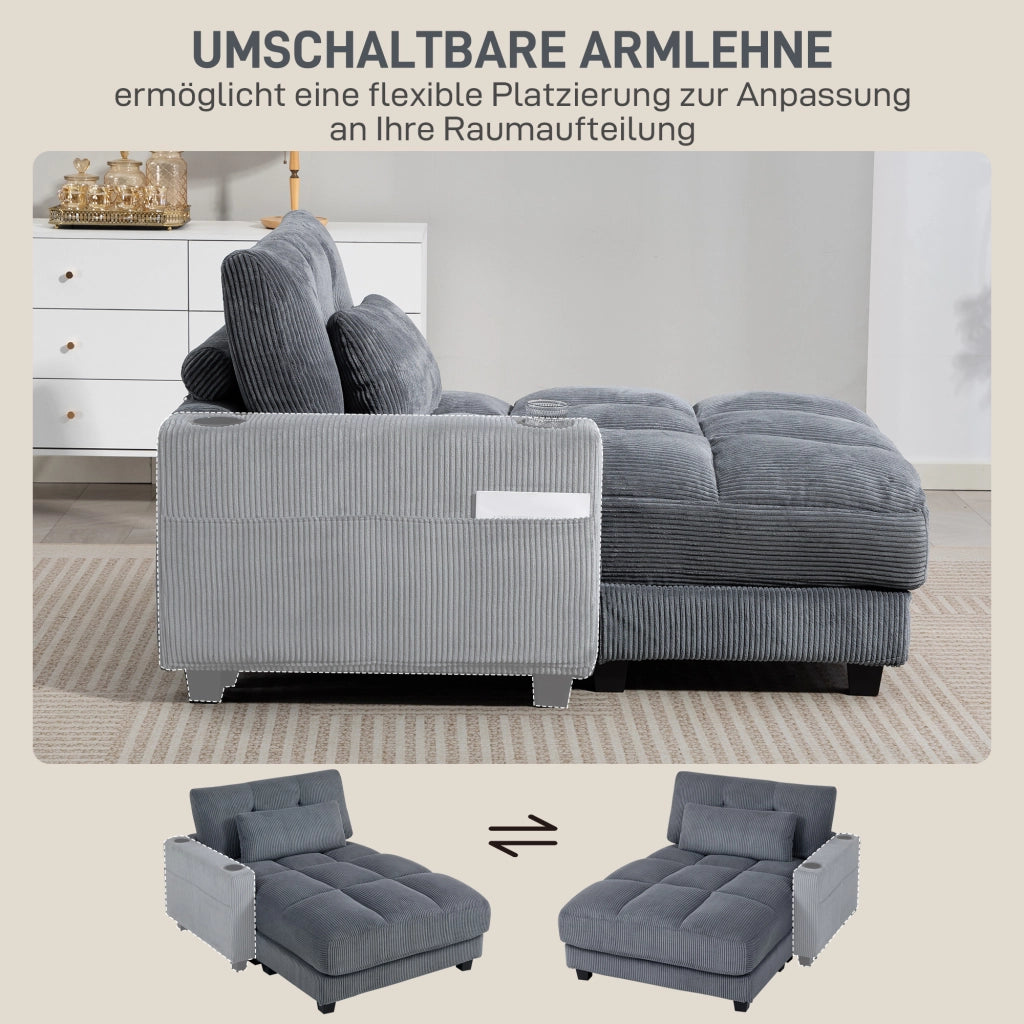 Divano letto con cuscini e portabicchieri ¨C Xylo ¨C Grigio, schiuma trasformabile