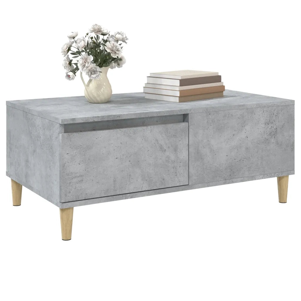 Tavolino Salotto Grigio Cemento 90x50x36,5 cm Legno Multistrato 821112