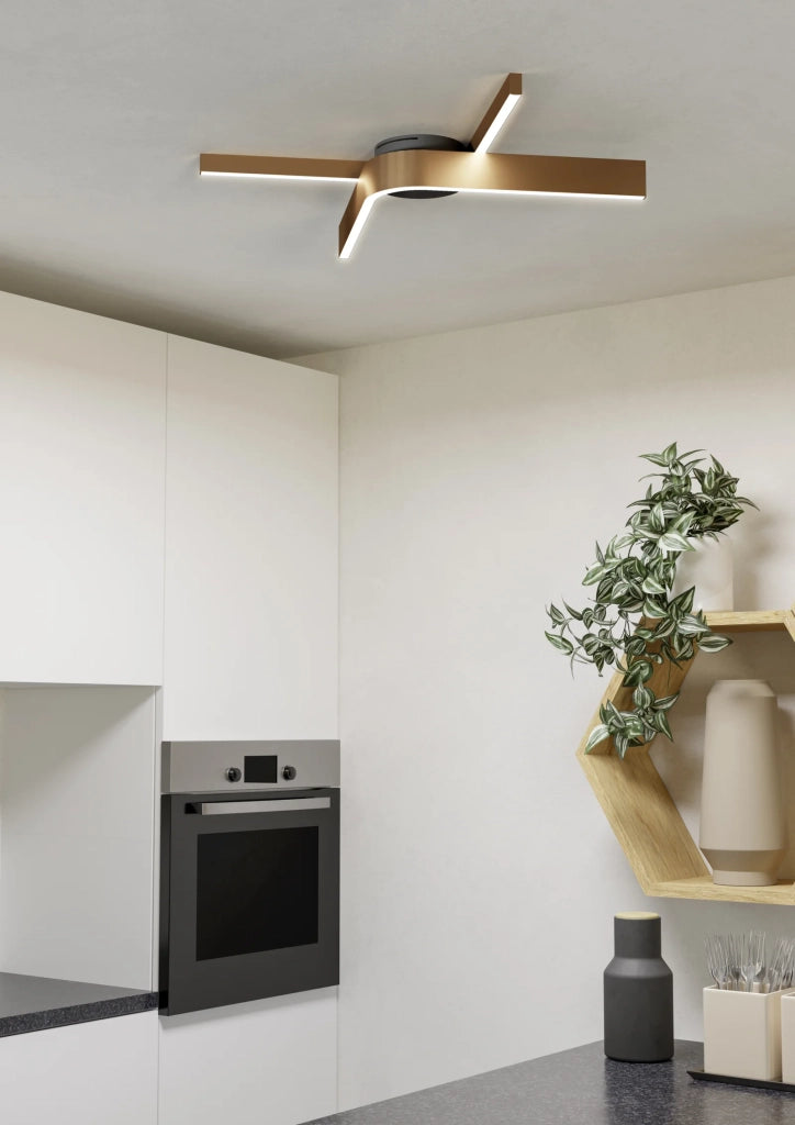 Plafoniera Moderna Folcino-Z Alluminio Nero 2 Luci Led 18W 3720Lm Ip20
