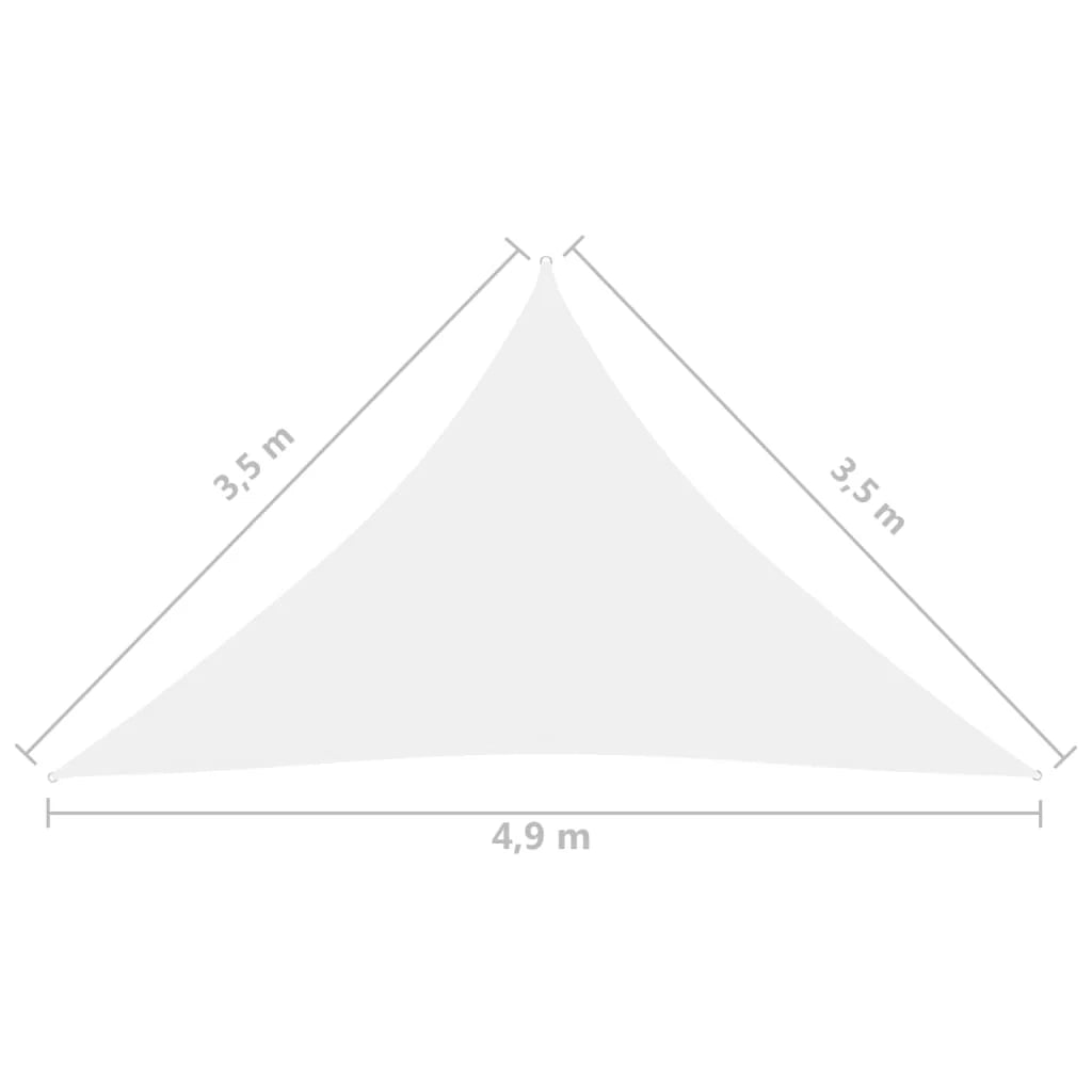 Vela ombreggiante triangolare in tessuto Oxford 3,5 x 3,5 x 4,9 m bianco 02_0009805
