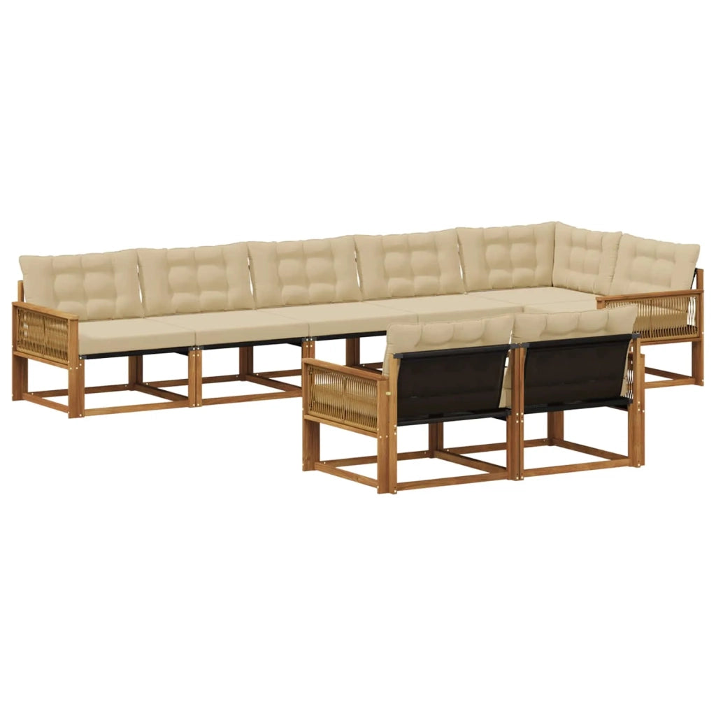 Set di divani da esterno con cuscino 8 pcs Naturale e Beige 3381509