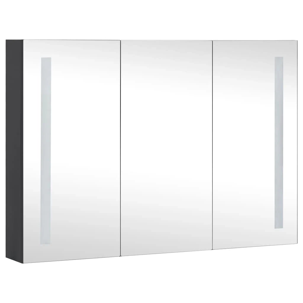 Mobiletto da bagno con specchio LED 89 x 14 x 62 cm nero 02_0006572