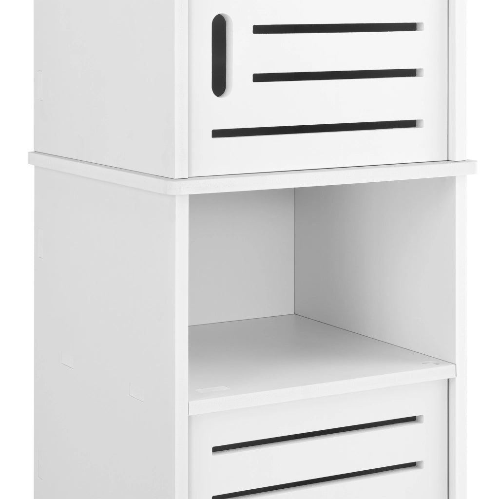 Mobiletto Contenitore Mora da Bagno con 2 Ante e Vani Aperti 135 x 32 x 32 cm - Bianco [en.casa]