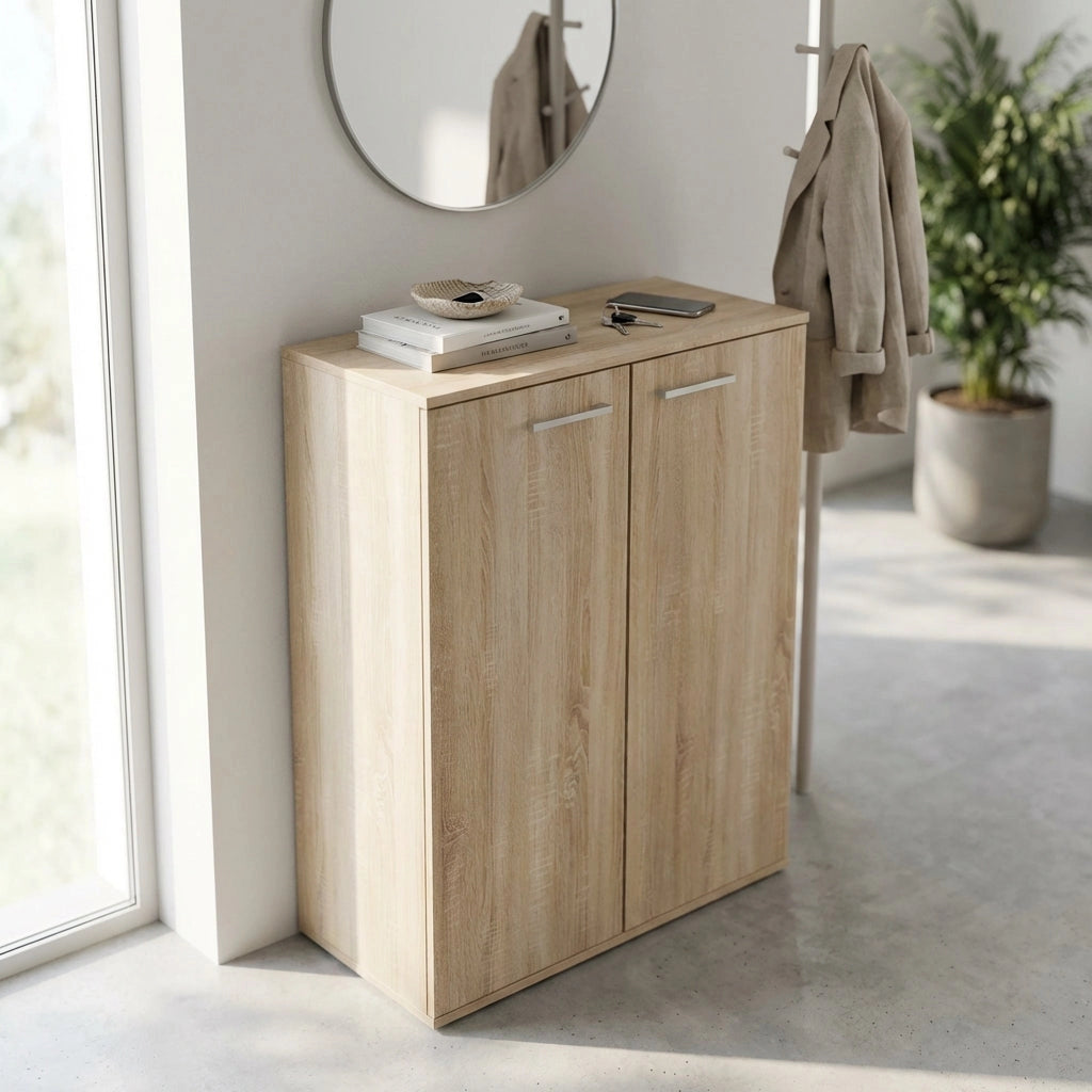 Armadietto da Bagno con 2 ante in Legno Composito cm 68x34x95 - COLBY