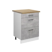 Vicco Mobiletto base per cucina Calcestruzzo 60 cm con cassetti, PL Rovere