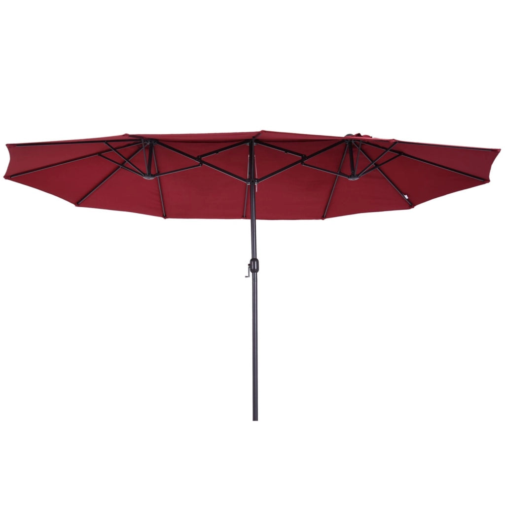 EasyComfort Ombrellone da Giardino Doppio con Apertura a Manovella, in Acciaio e Poliestere, 460x270x240 cm, Rosso