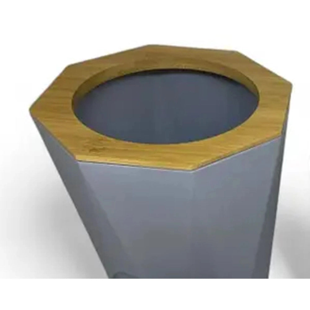 Trade Shop - Pattumiera Cestino Spazzatura A Cilindro Esagonale Geometrico Grigio Legno Da Bagno 10850 -