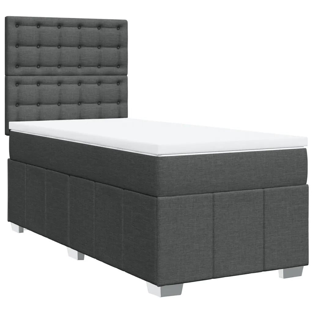 Giroletto a Molle con Materasso Grigio Scuro 100x200 cm Tessuto