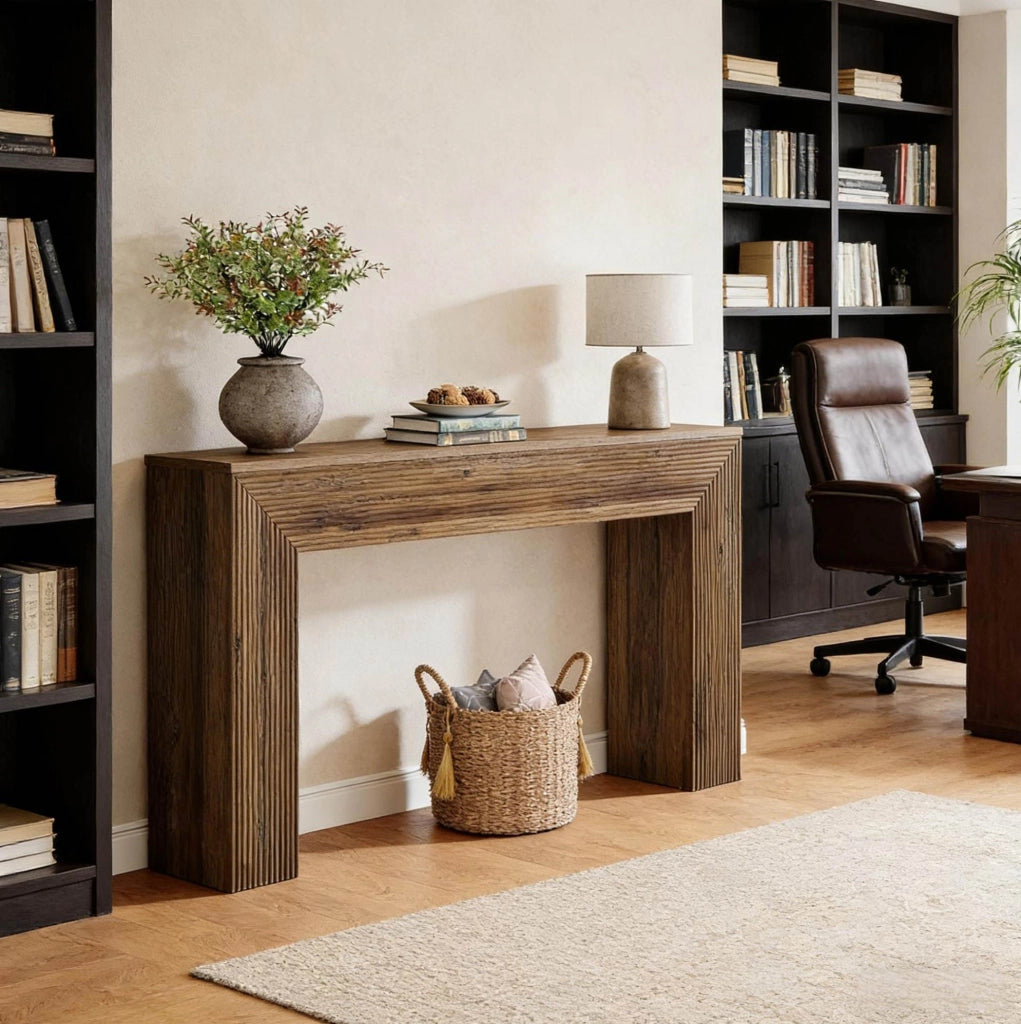 Tavolo consolle rustico in MDF marrone con piano da 160 cm
