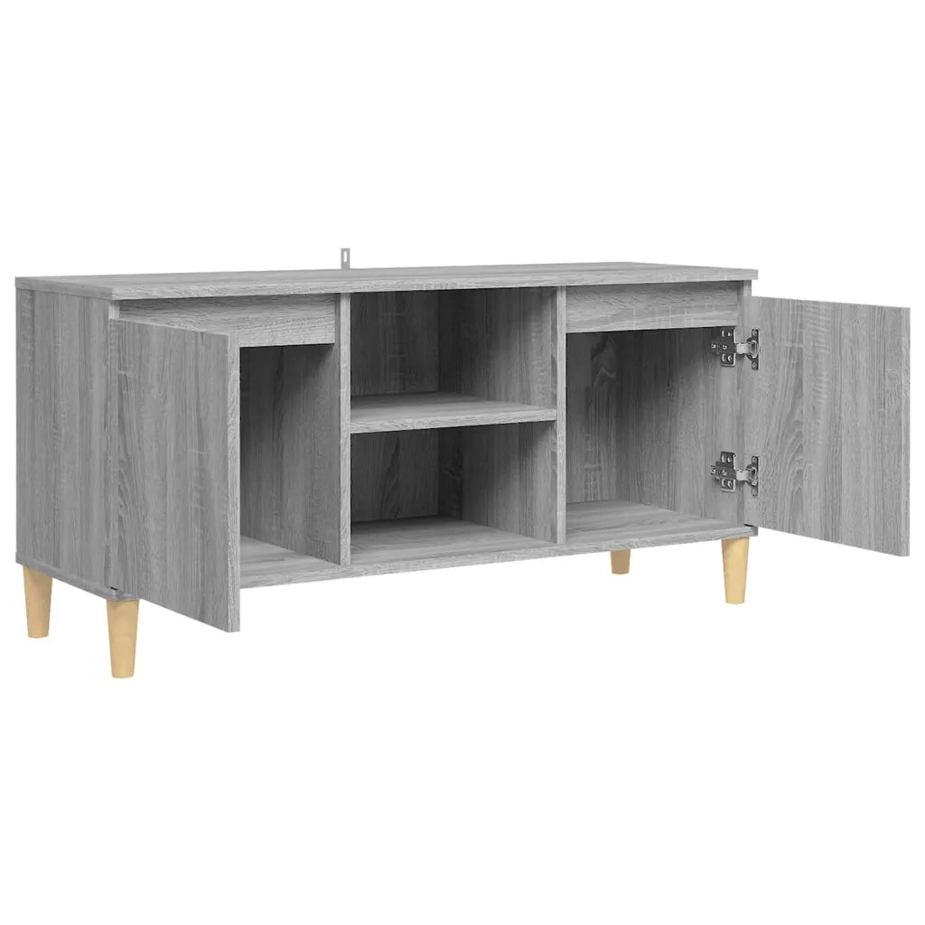 Mobile TV Gambe in Legno Massello Grigio Sonoma 103,5x35x50 cm 813159
