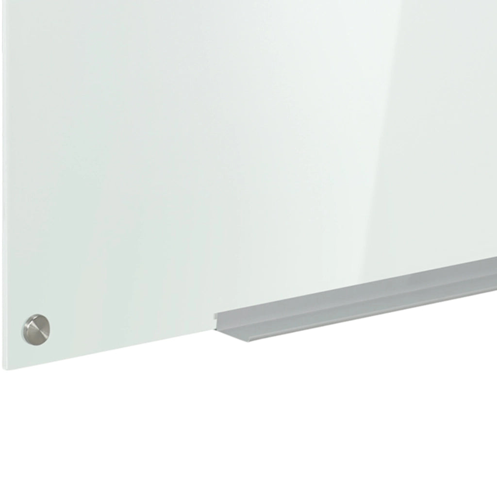 Lavagna Bianca 90x60x0,4 cm con 4 Pennarelli Colorati e Cancellino in Vetro e Alluminio Satinata
