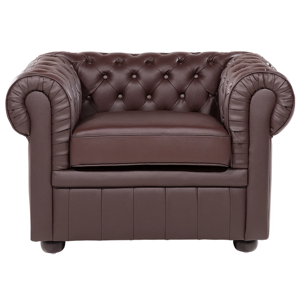 Poltrona Chesterfield marrone Vera Pelle trapuntata in stile Contemporaneo