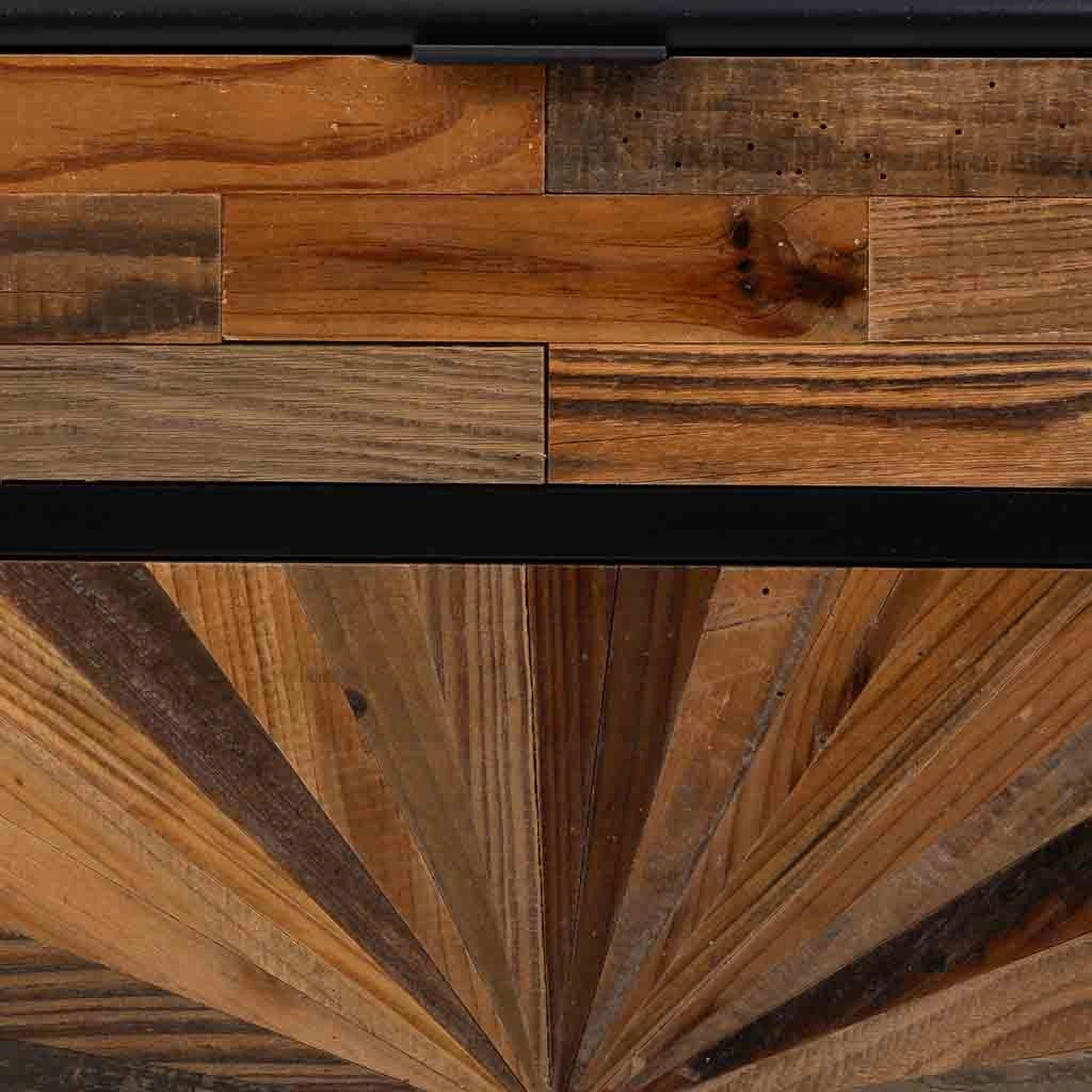 Comodino in legno e metallo con 1 cassetto e 1 porta marrone 44x36x67